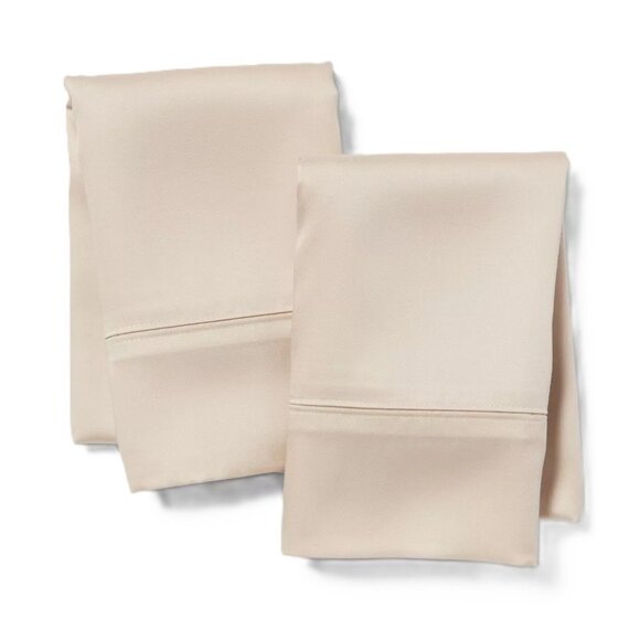 Threshold Cool 100% Tencel Lyocell True Khaki Standard Size 2 Pillowcase Set - Picture 1 of 7